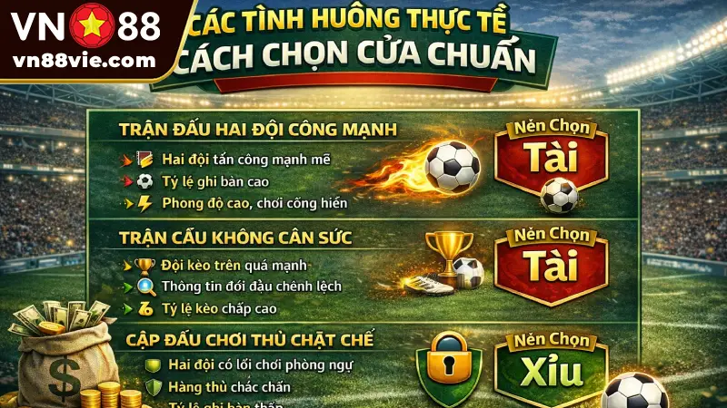 Kèo tài xỉu 2 trái - 3 Bí kíp đánh bất bại tại nhà cái VN88 Các tình huống thực tế hay gặp và cách chọn cửa chuẩn