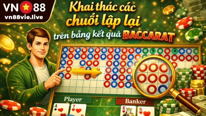 Baccarat VN88 - Mẹo soi cầu & Quản lý vốn chuẩn 2026 Khai thác các chuỗi lặp lại trên bảng kết quả baccarat