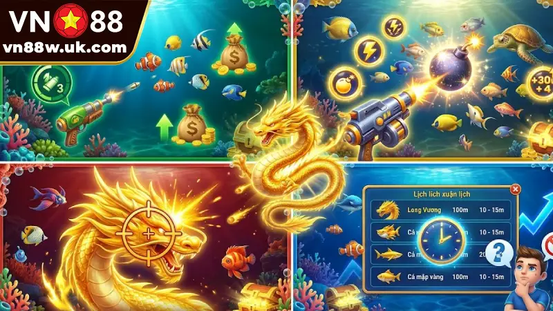 Bắn Cá Long Vương VN88 | Tìm Hiểu Thuật Toán & Mẹo Chốt Lãi 4 Mẹo Chơi Bắn Cá Long Vương Dễ Kiếm Tiền Nhất